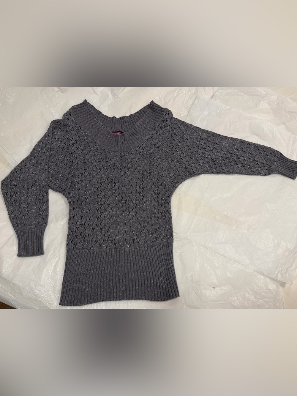 Off the shoulder open stitch sweater